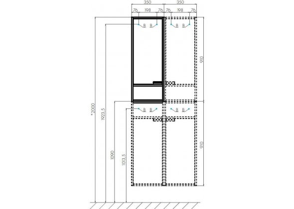 Шкаф-пенал для ванной Aquaton Флай 1 1A237903FAX1R белый, дуб крафт правый