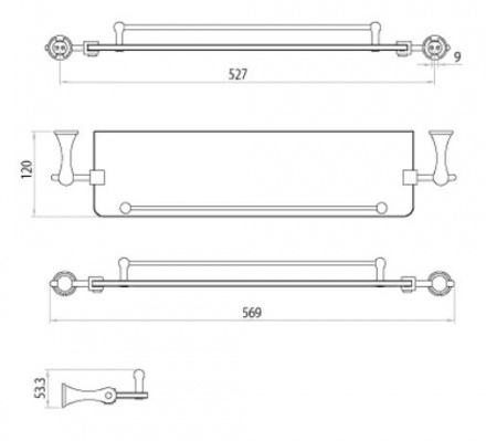 Полка стеклянная Lemark Standard LM2133C