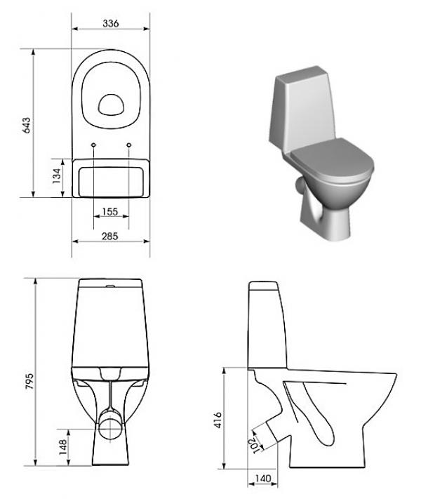 Напольный унитаз Cersanit Granta S-KO-GRA031-3/6-DL-w