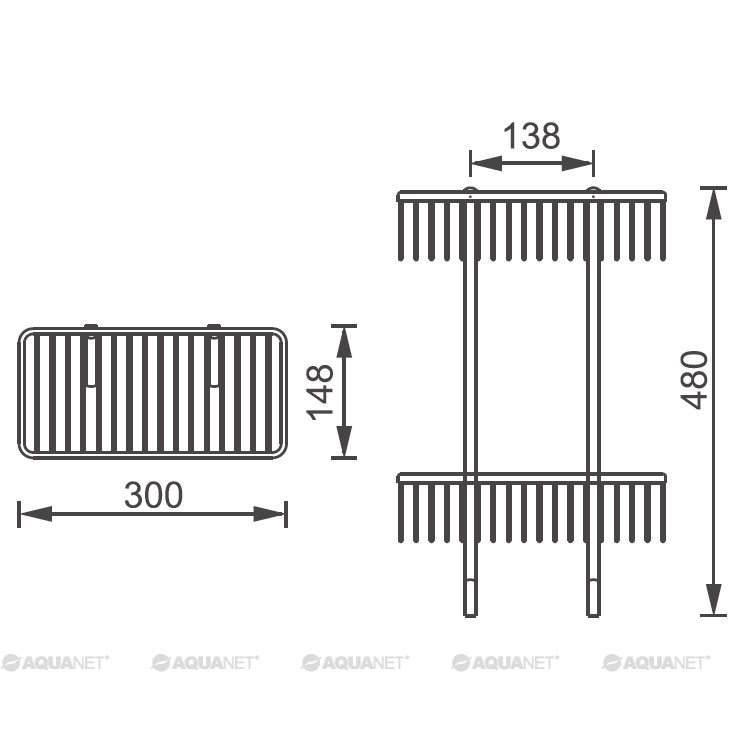 Полочка Aquanet 8148 (30 см, двойная, с крючками)